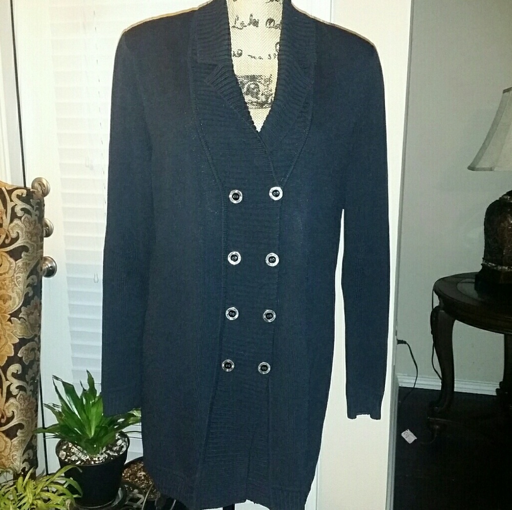 St. John Santana Knit Classic Black Jacket Gold Buttons Vintage Forever In Style